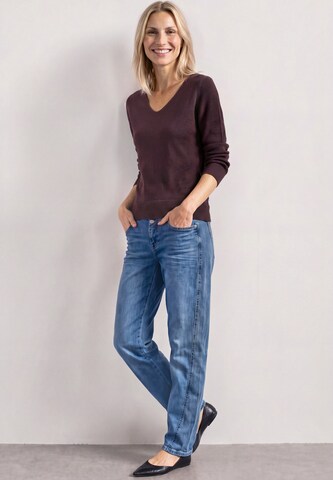 STREET ONE Langarm Pullover mit V-Ausschnitt in Rot