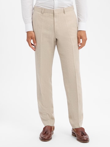 BOSS Regular Pleated Pants 'H-Leon' in Beige: front