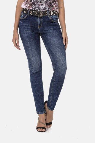 CIPO & BAXX Slimfit Jeans in Blauw: voorkant