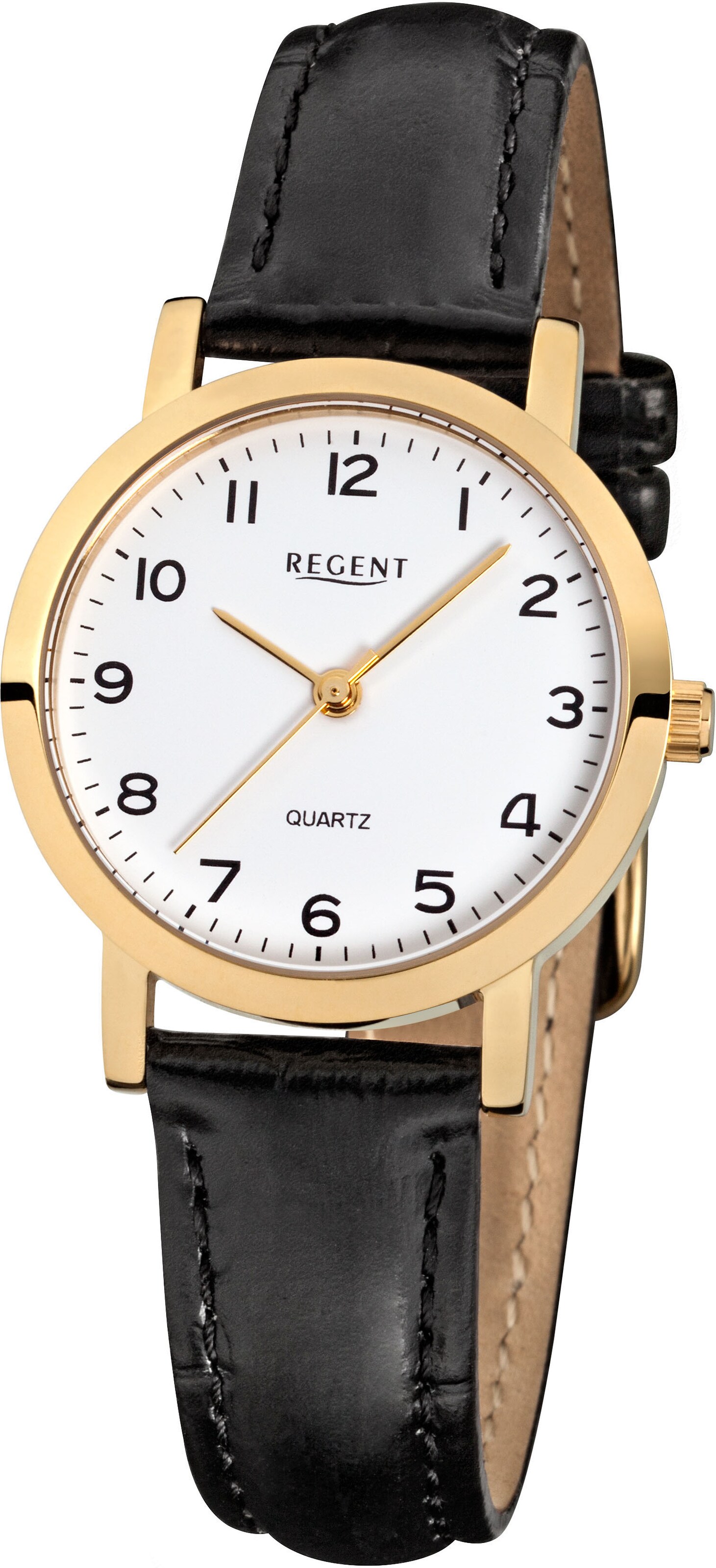 REGENT Analoguhr in Gold: Vorderseite