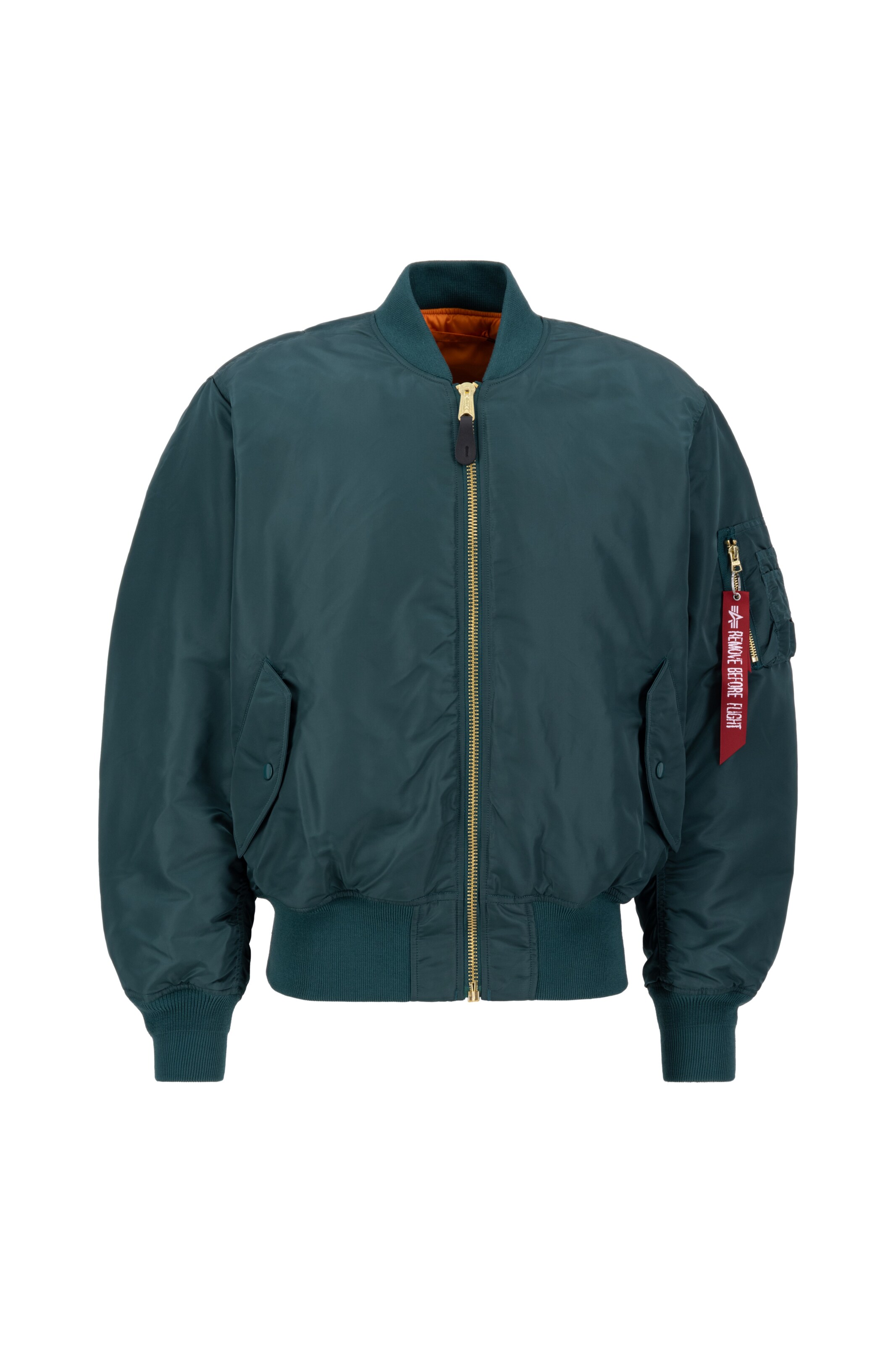 ALPHA INDUSTRIES Übergangsjacke  'MA-1' in Grün: Vorderseite