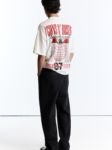 Pull&Bear Shirt 'GUNS N' ROSES WORLD TOUR REL' in White