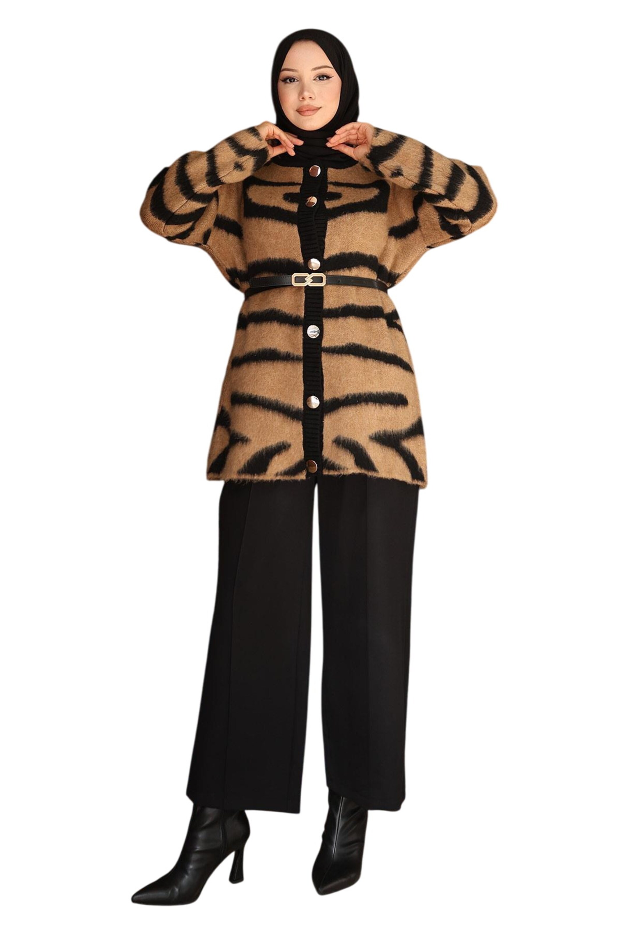 MODAMIHRAM Gebreid vest in Bruin