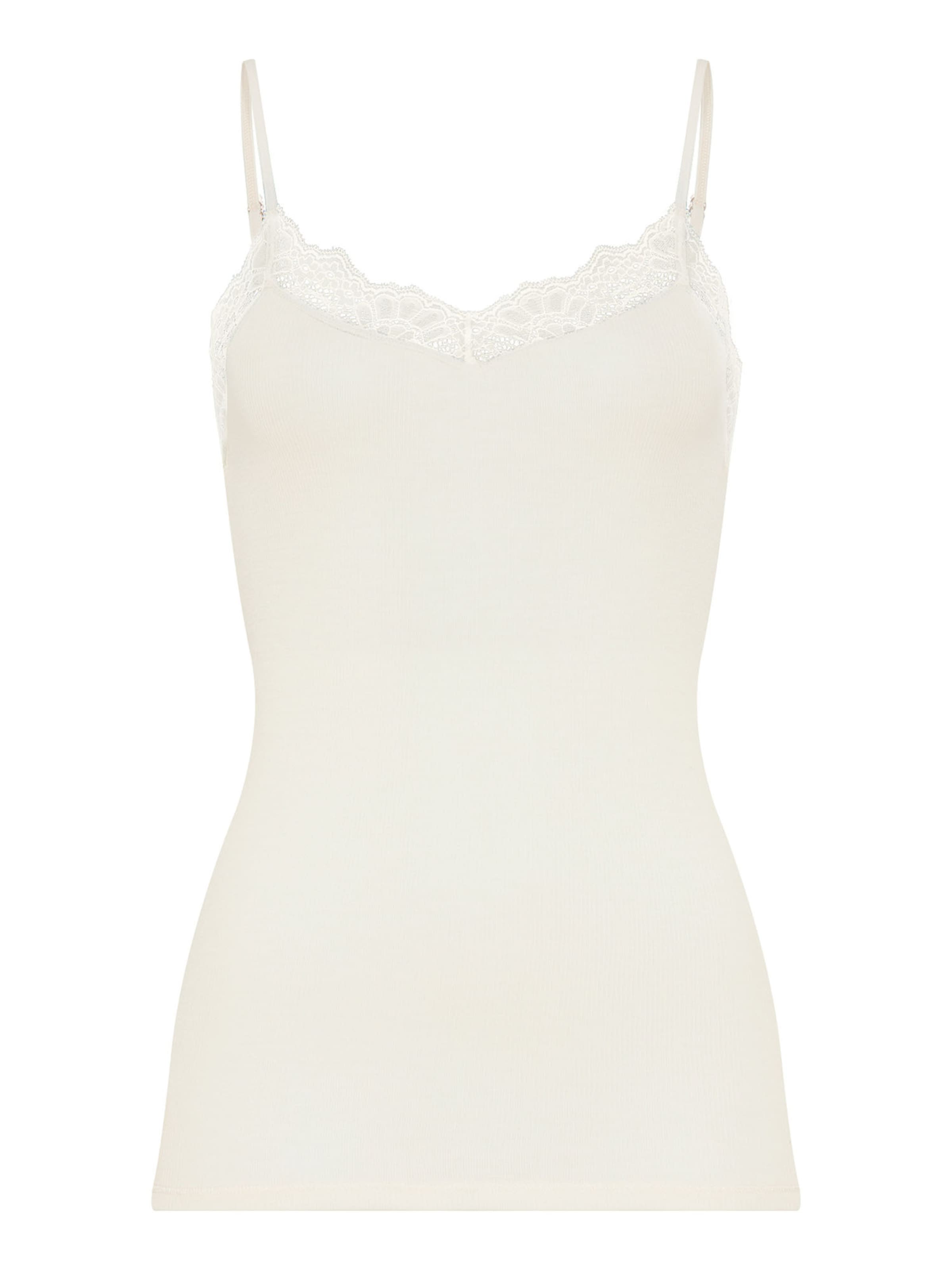 Hanro Top ' Woolen Lace ' in Wit: voorkant