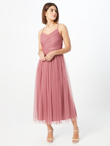 Maya Deluxe Evening Dress in Pink: front