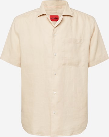 HUGO Red Button Up Shirt 'Ellino' in Beige: front