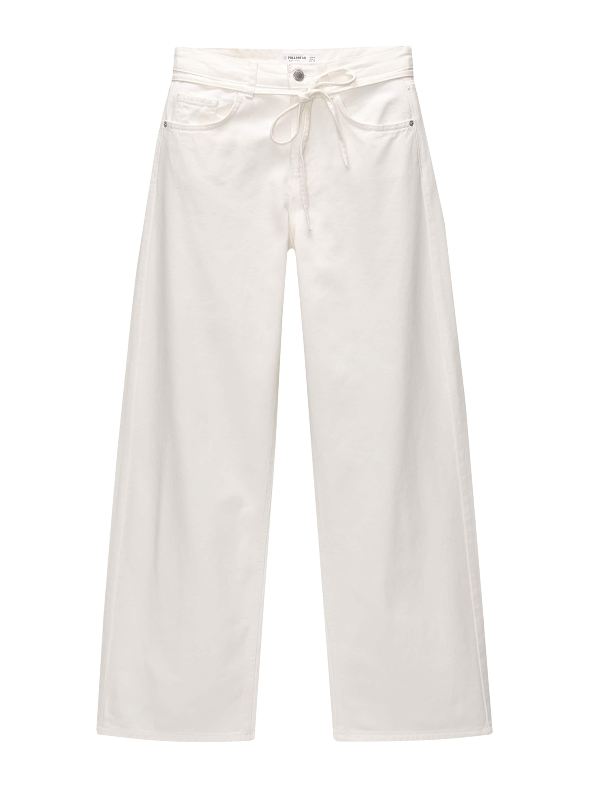 Pull&Bear Wide Leg Jeans in Beige: Vorderseite