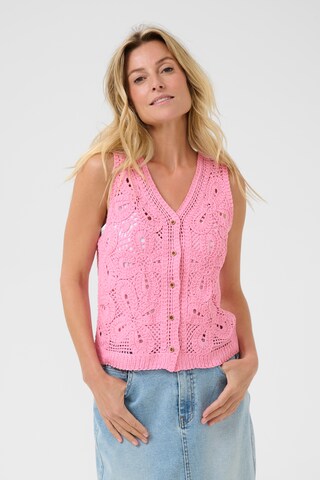 Cream Vest 'Kittie' in Pink: front