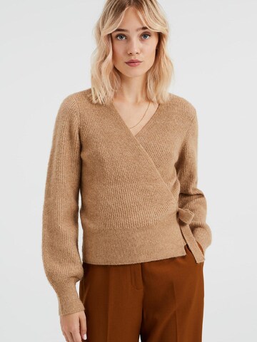 WE Fashion Knit cardigan in Beige: front