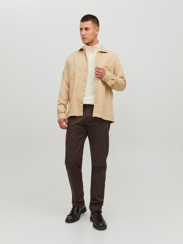 JACK & JONES Regular fit Overhemd 'PETE' in Beige