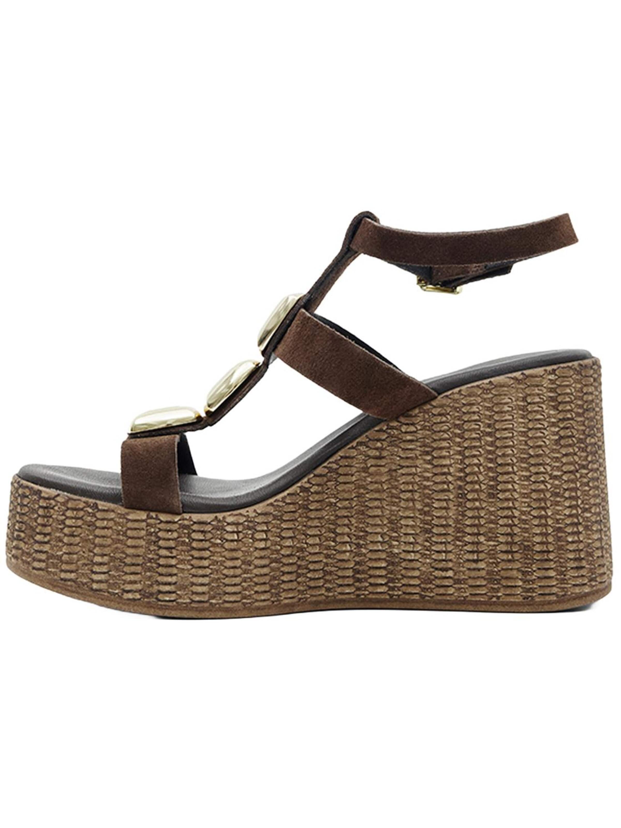 Sandales à lanières 'Keilsandalen' Desa en marron