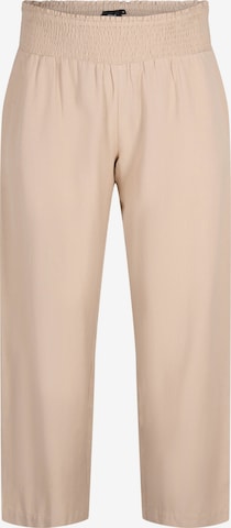 Zizzi Loosefit Byxa 'VELLIE' i beige: framsida