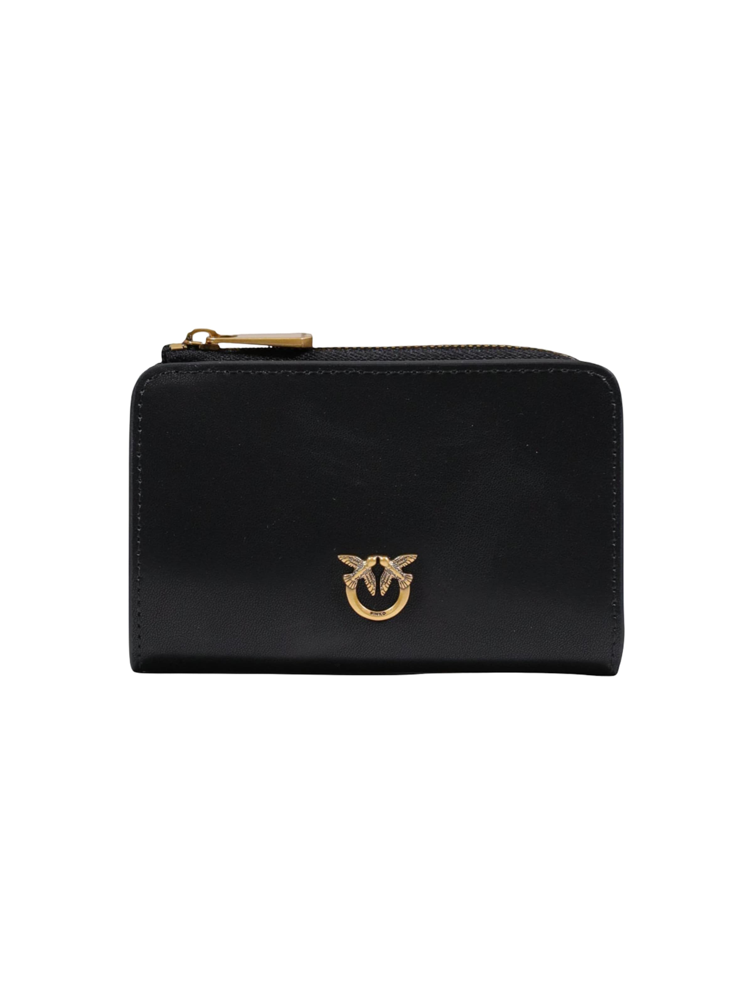 PINKO - Cartera 'MINI WALLET VITELLO SETA 106206 A0F1' en negro: frente