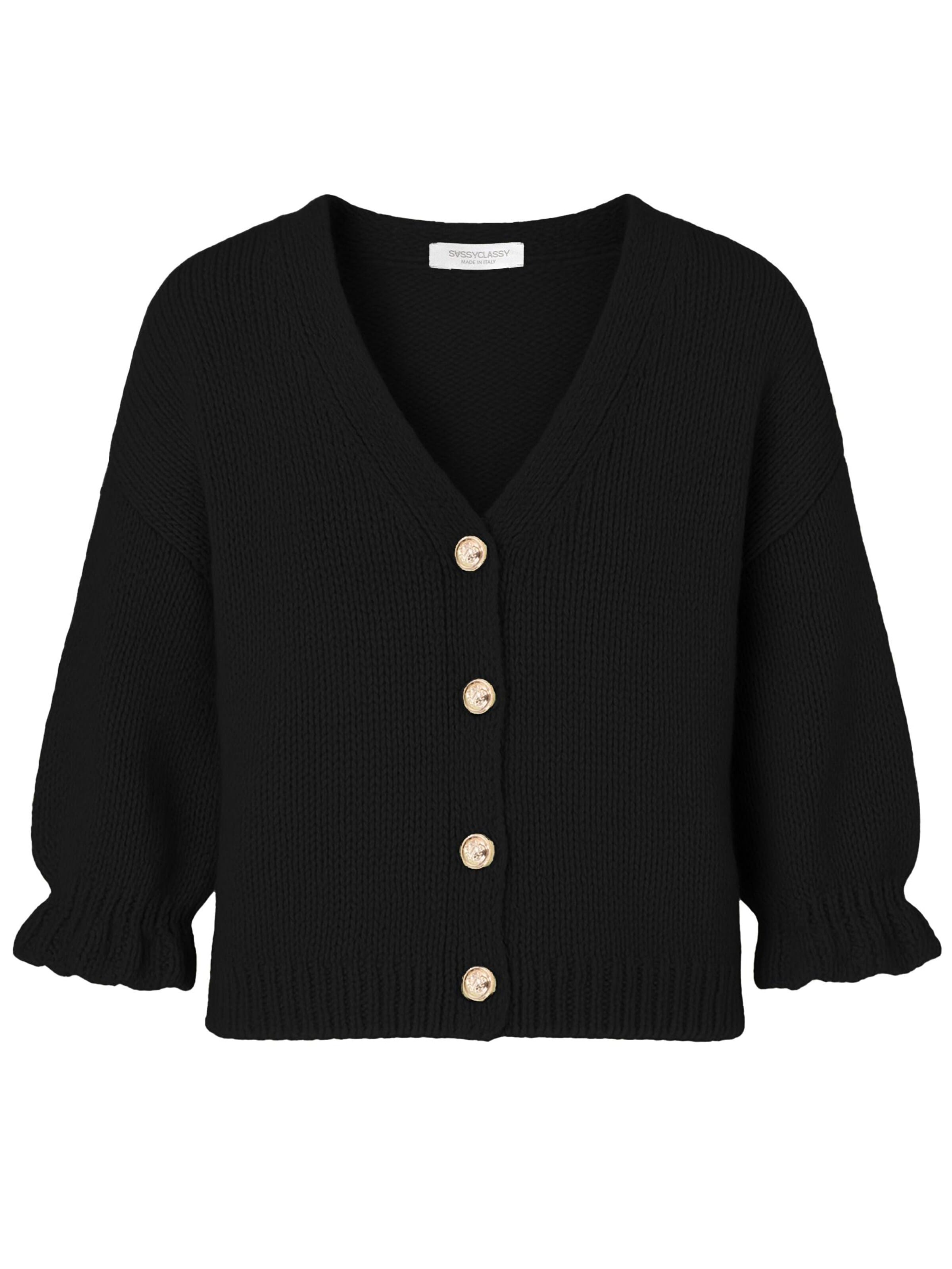 SASSYCLASSY Oversizestrickjacke‌‌‌‌‌‌ in Schwarz: Vorderseite