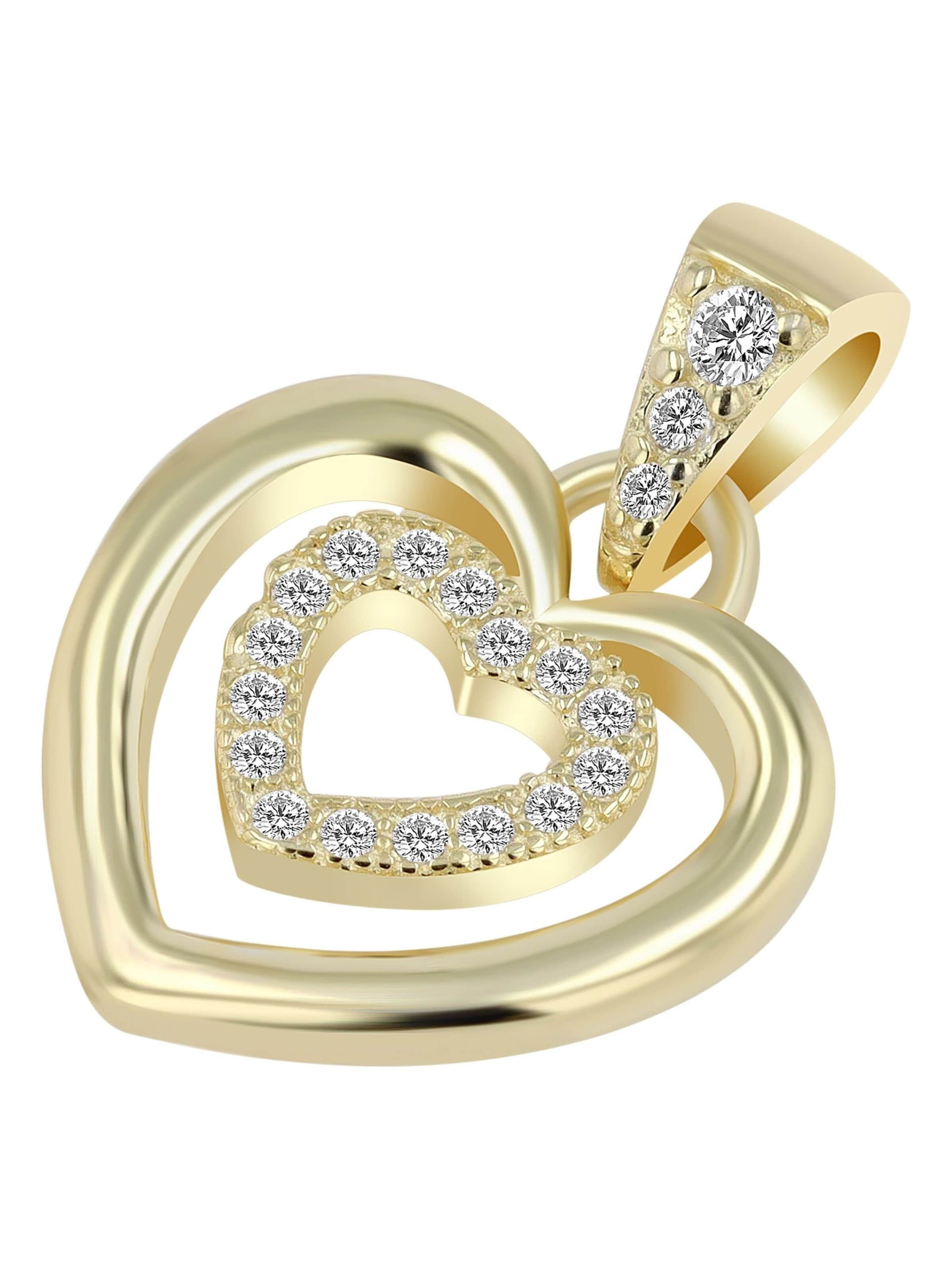Akzent Pendant '"Cara" aus 925 Sterlingsilber, rhodiniert, langlebig' in Gold: front