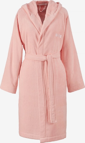 BOSS Long Bathrobe 'Plain' in Pink: front