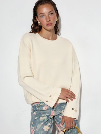 Hiccup Pull-over en S en blanc naturel, Vue avec produit