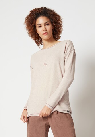 Skiny Pajama Shirt in Beige: front