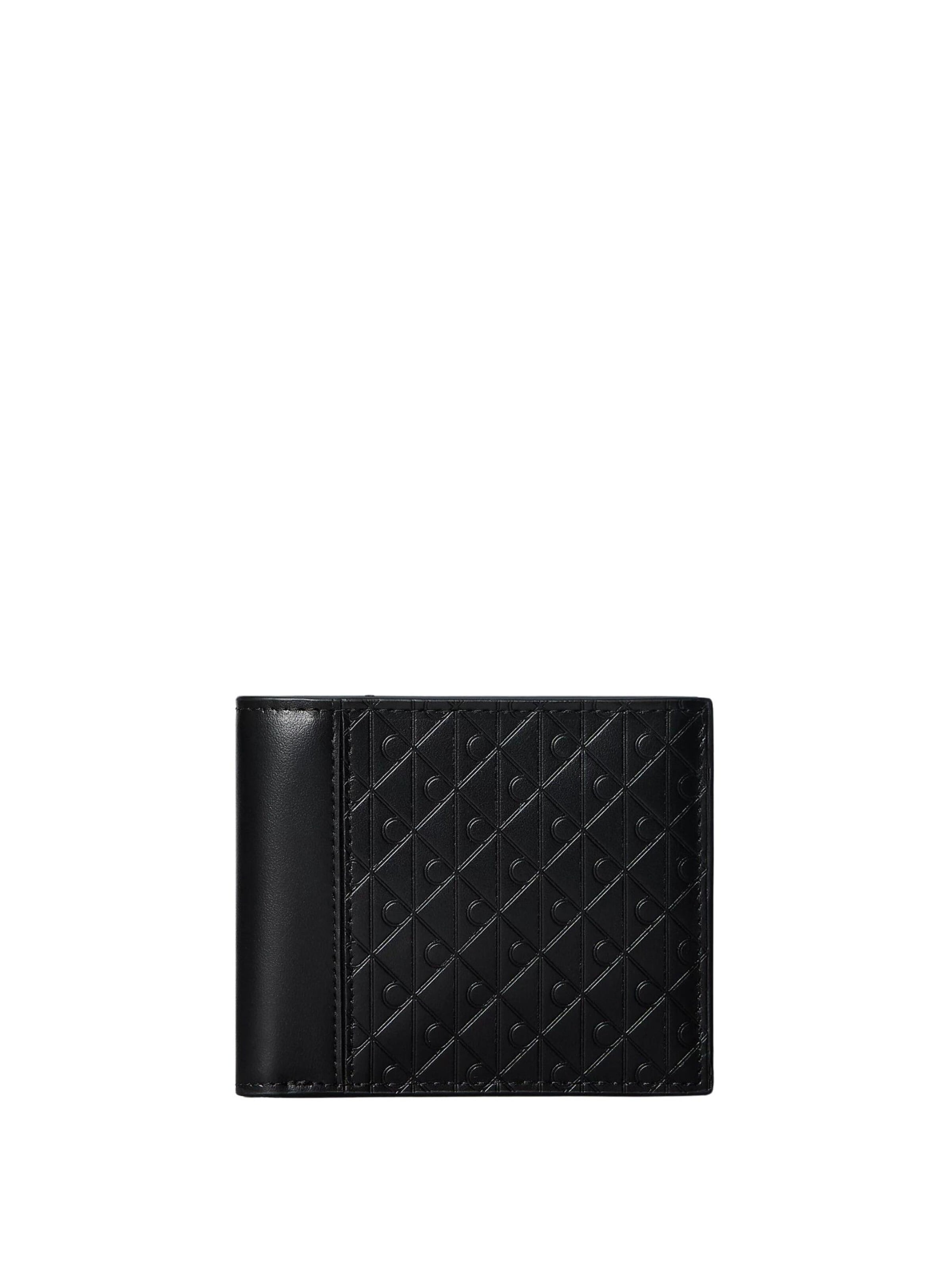 Calvin Klein Portemonnee 'CALVIN KLEIN REFINED EMBLEM MIX BILLFOLD Portafoglio' in Zwart: voorkant
