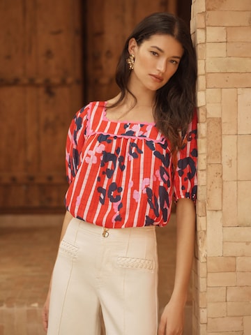 Chemisier love & roses en rouge