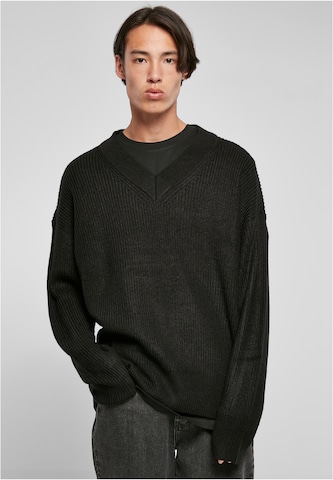 Urban Classics Knit Cardigan in Black: front