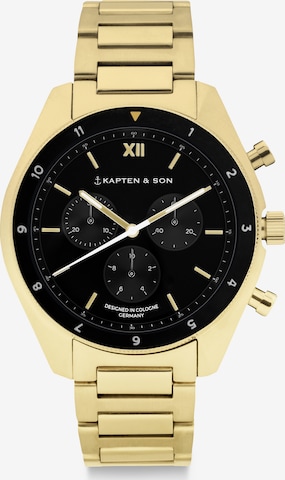 Kapten & Son Analoog horloge 'Rise Gold Black Steel' in Goud: voorkant