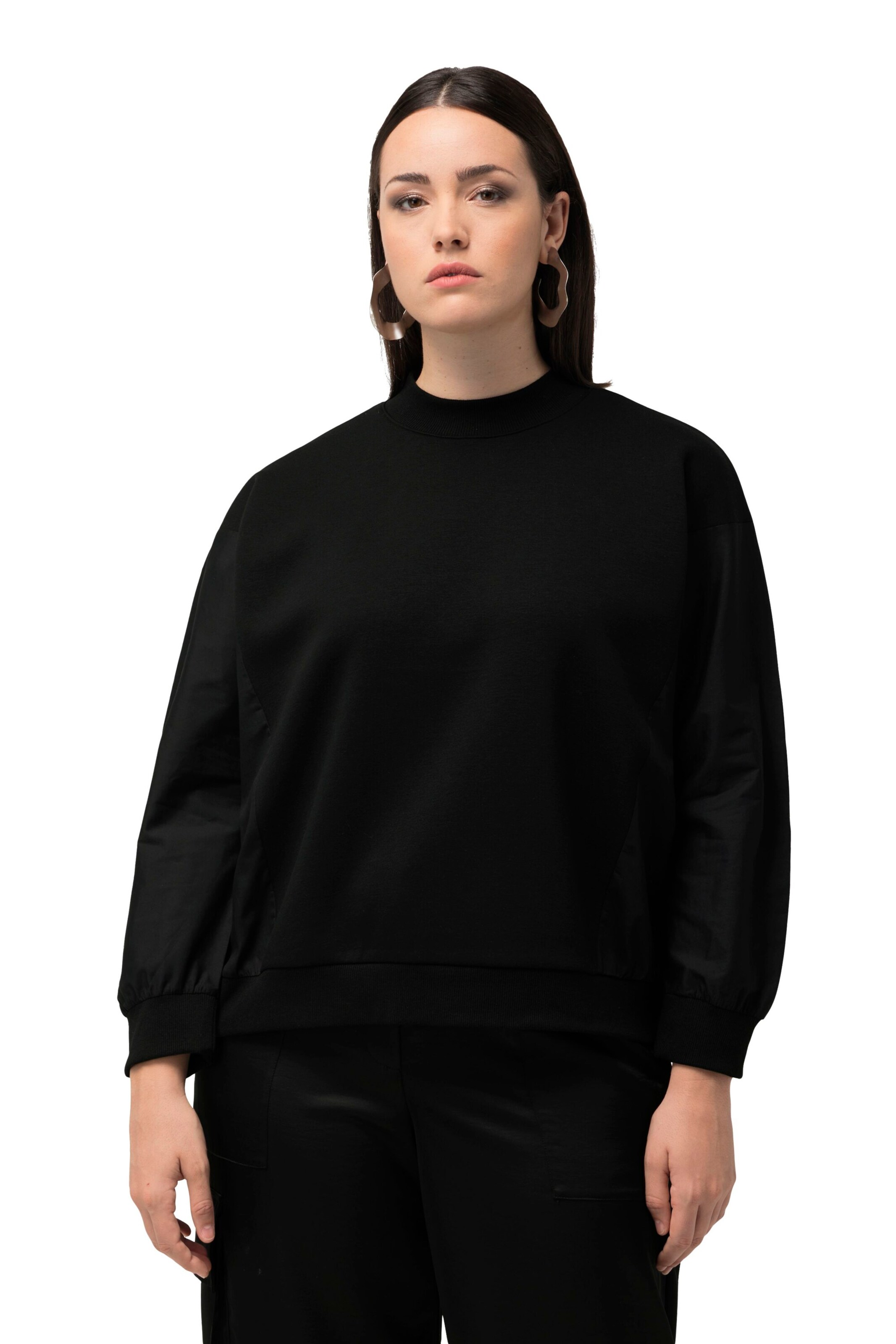 Ulla Popken Sweatshirt in Zwart: voorkant