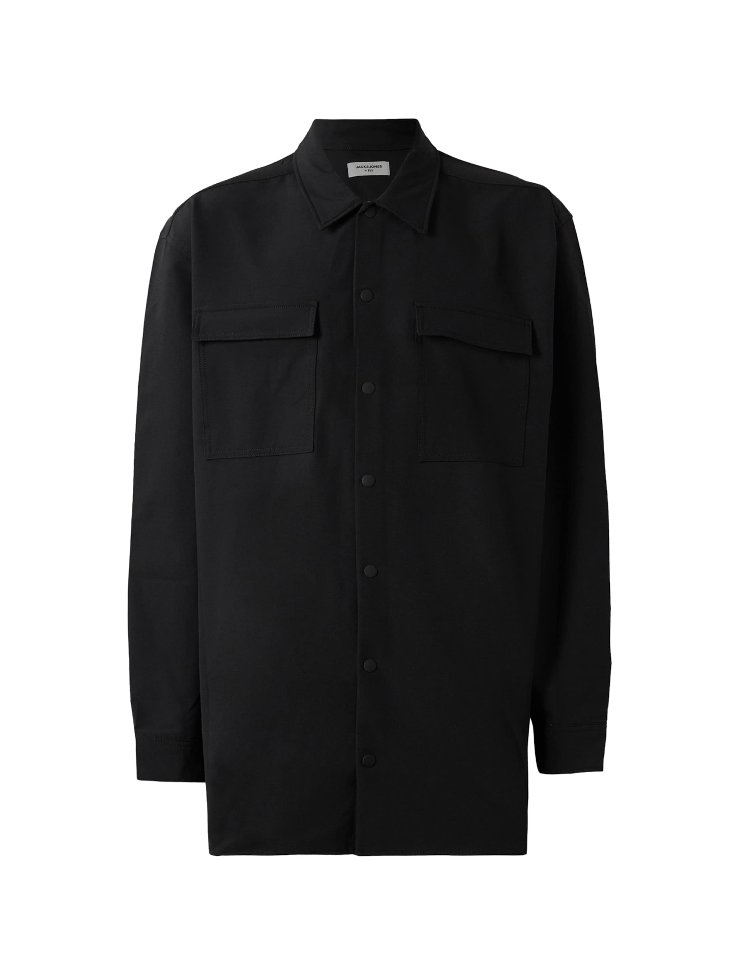 Jack & Jones Plus Comfort fit Button Up Shirt 'JCOPOINT' in Black: front
