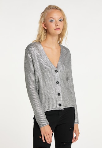 myMo ROCKS Knit Cardigan in Silver: front