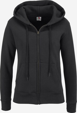 FRUIT OF THE LOOM Zip-Up Hoodie in Black: front