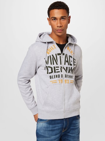 BLEND Zip-Up Hoodie in Grey: front