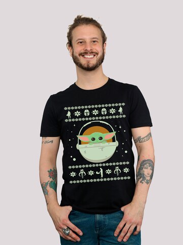 F4NT4STIC T-Shirt 'The Mandalorian Baby Yoda' in Schwarz: predná strana