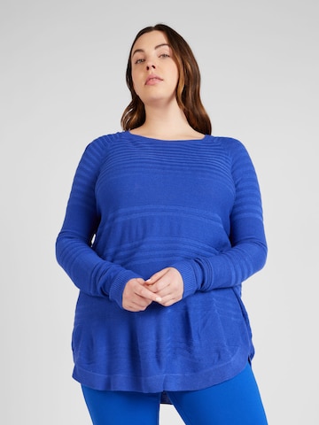 ONLY Carmakoma Sweater 'NEWAIRPLAIN' in Blue: front