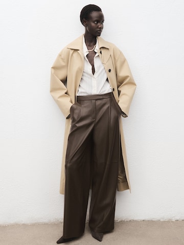 MANGO Wide Leg Hose 'Riga' in Braun
