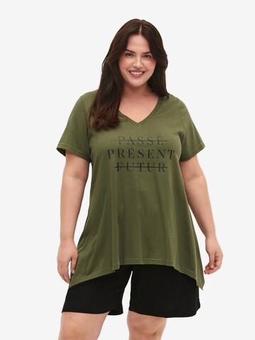 Zizzi Koszulka 'Danna' w kolorze zielony: przód
