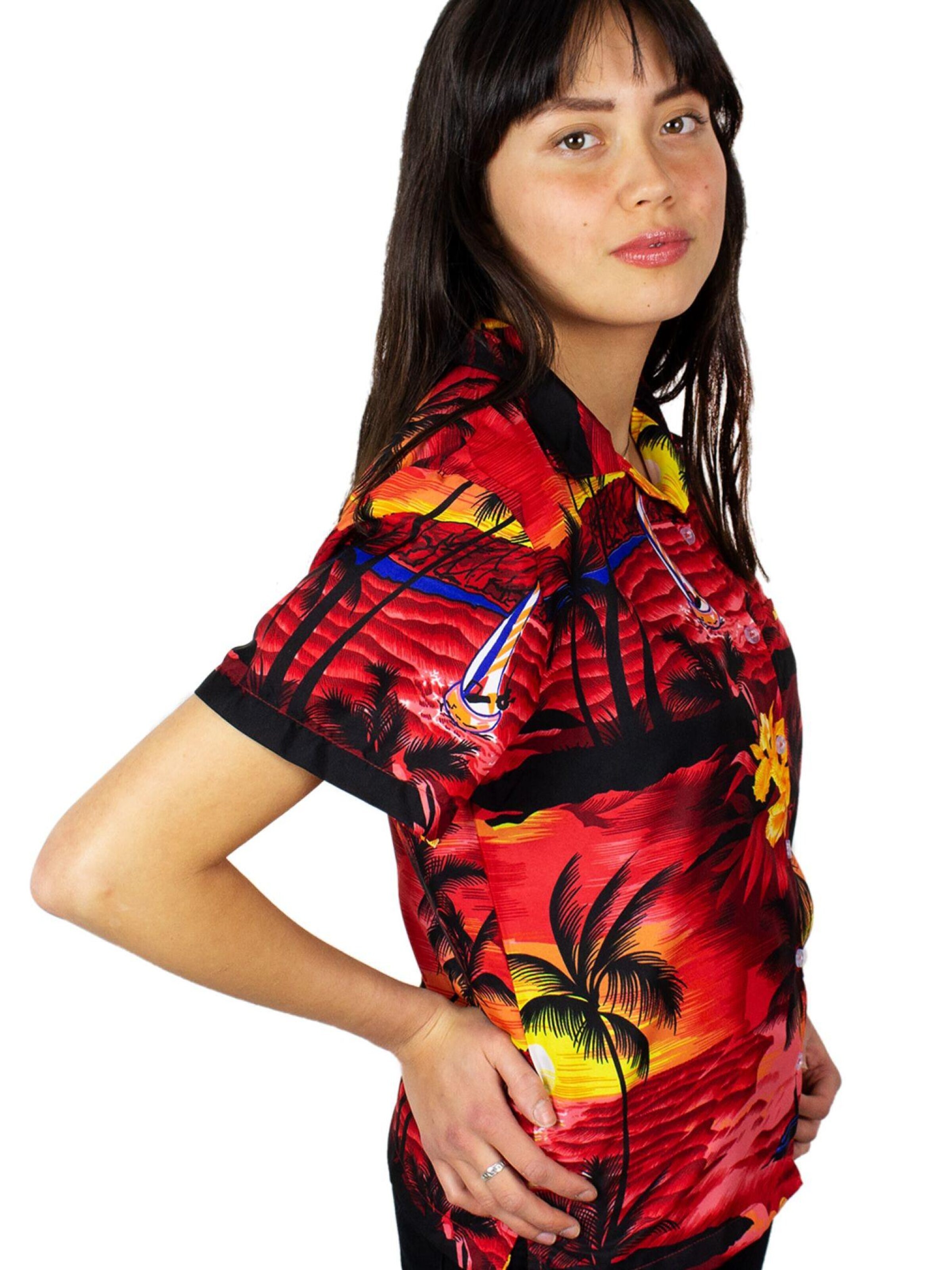 Camicia da donna 'Surf' di King Kameha in rosso