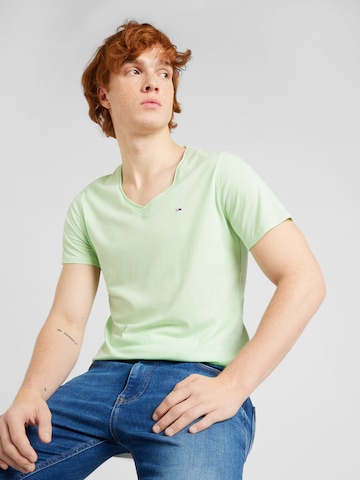Coupe regular T-Shirt 'Jaspe' Tommy Jeans en vert : devant