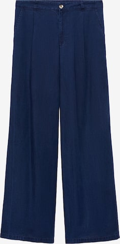 MANGO Wide leg Bandplooibroek 'CRETA' in Blauw: voorkant