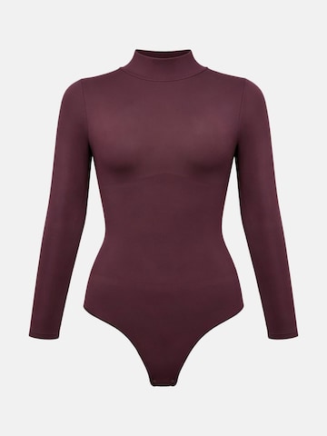 cfab - Body moldeador 'Clean Longsleeve Turtleneck Sculpting Bodysuit with String' en rojo: frente