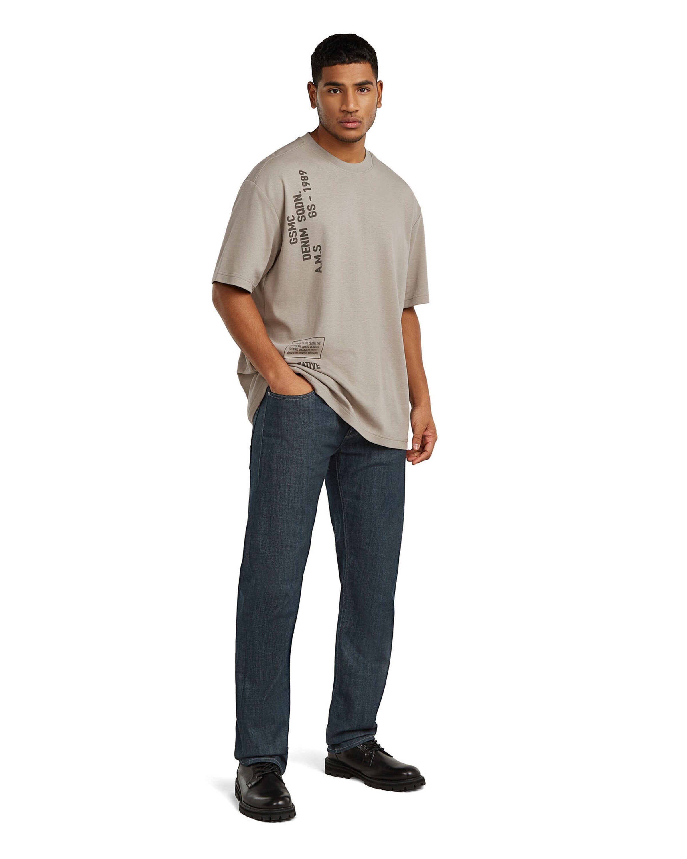 G-STAR T-Shirt - 'Stencil Relaxed ' in Beige