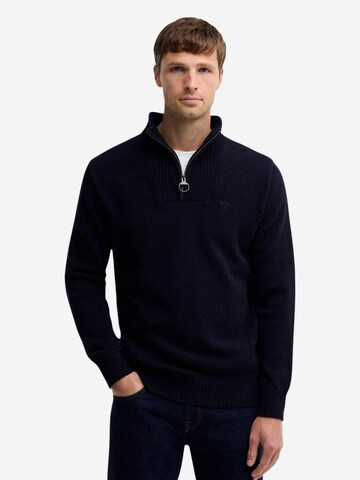 Barbour Gebreid vest 'ESSENTIAL L/WOOL HALF ZIP 262MMKN0339' in Blauw