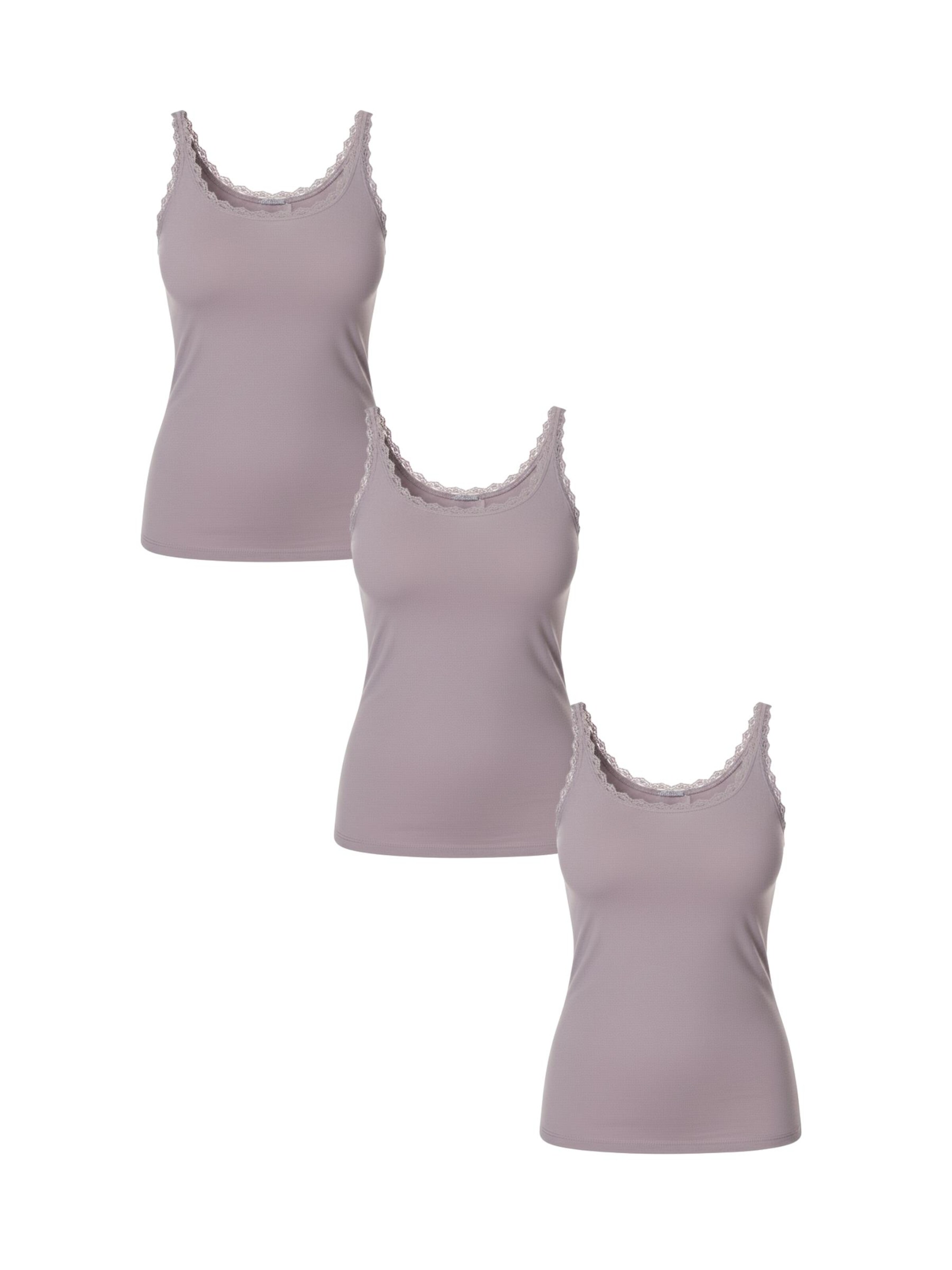 Maillot de corps 'COTTON LACE Tanktop Frauen 3er Pack' Maxte en violet : devant