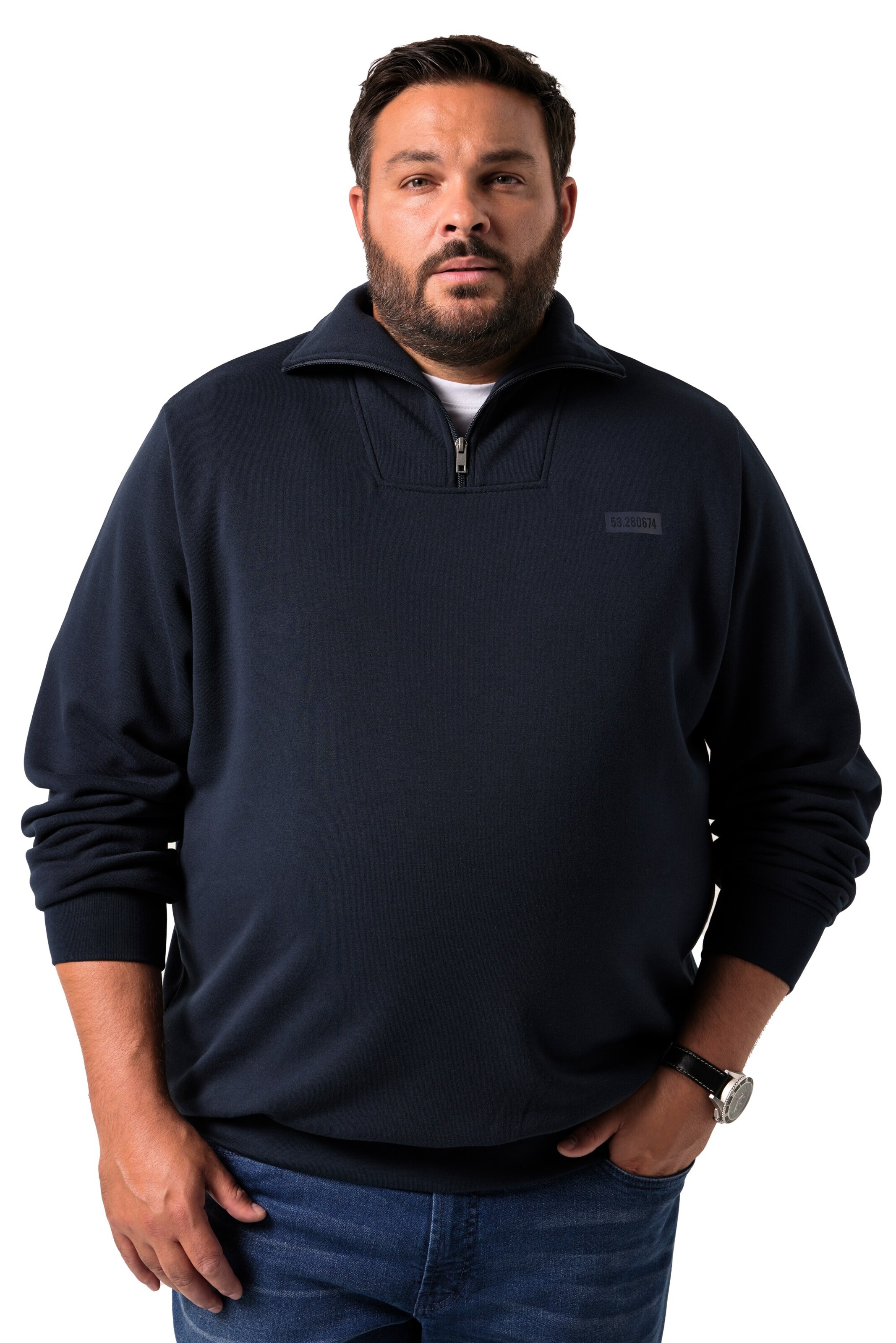 Men Plus Sweatshirt in Blauw: voorkant