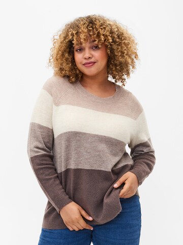 Zizzi Sweater 'MOLIVIA' in Brown: front