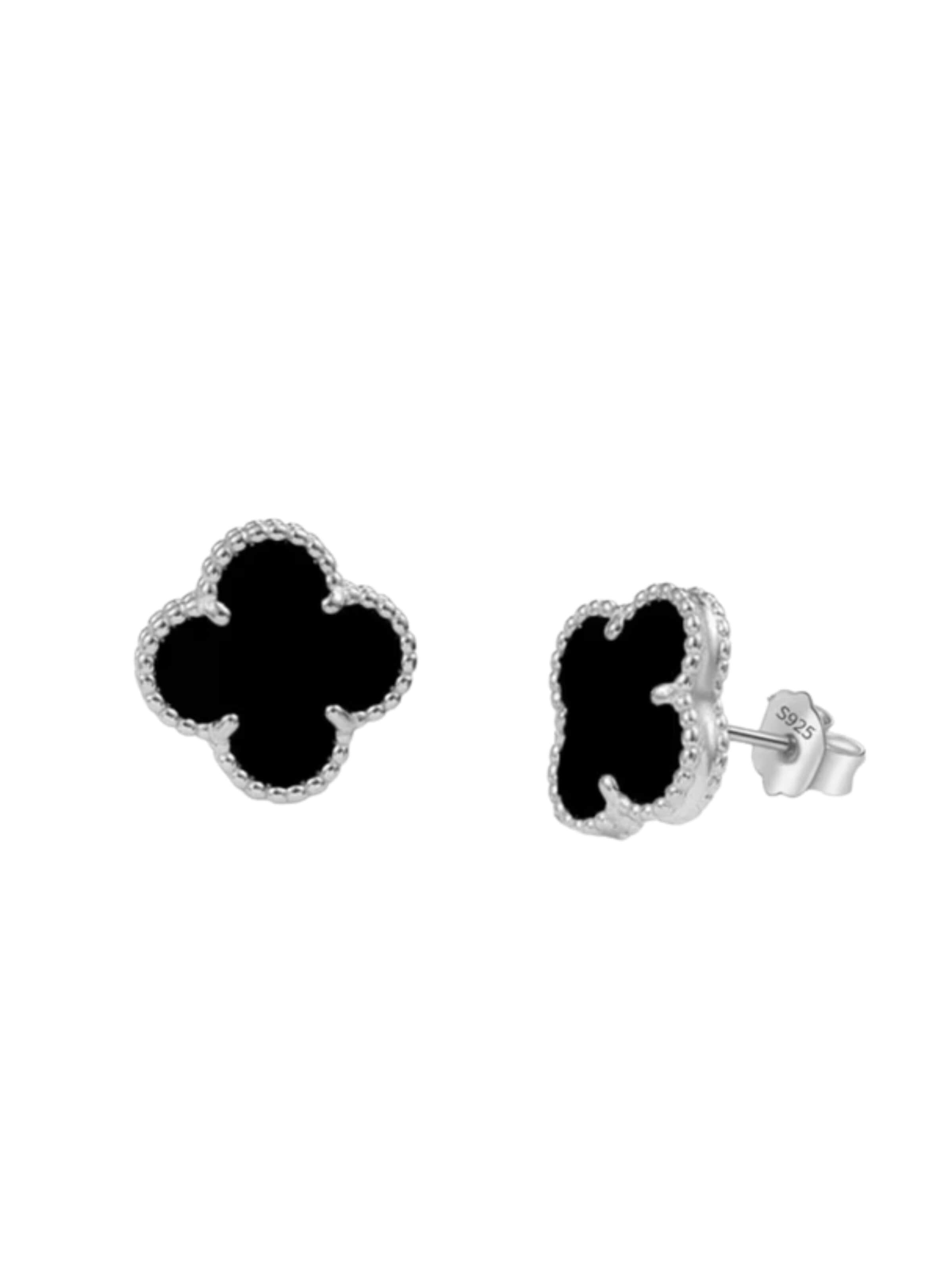 ROUGEMONT Jewellery Ohrringe 'Kleeblatt Glücksbringer Ohrstecker 925 Sterling Silber'‌‌‌‌‌‌‌‌ in Silber: Vorderseite
