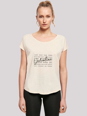 T-shirt 'Valentine Herz Hugs Kisses Love Flowers Joy' F4NT4STIC en beige : devant