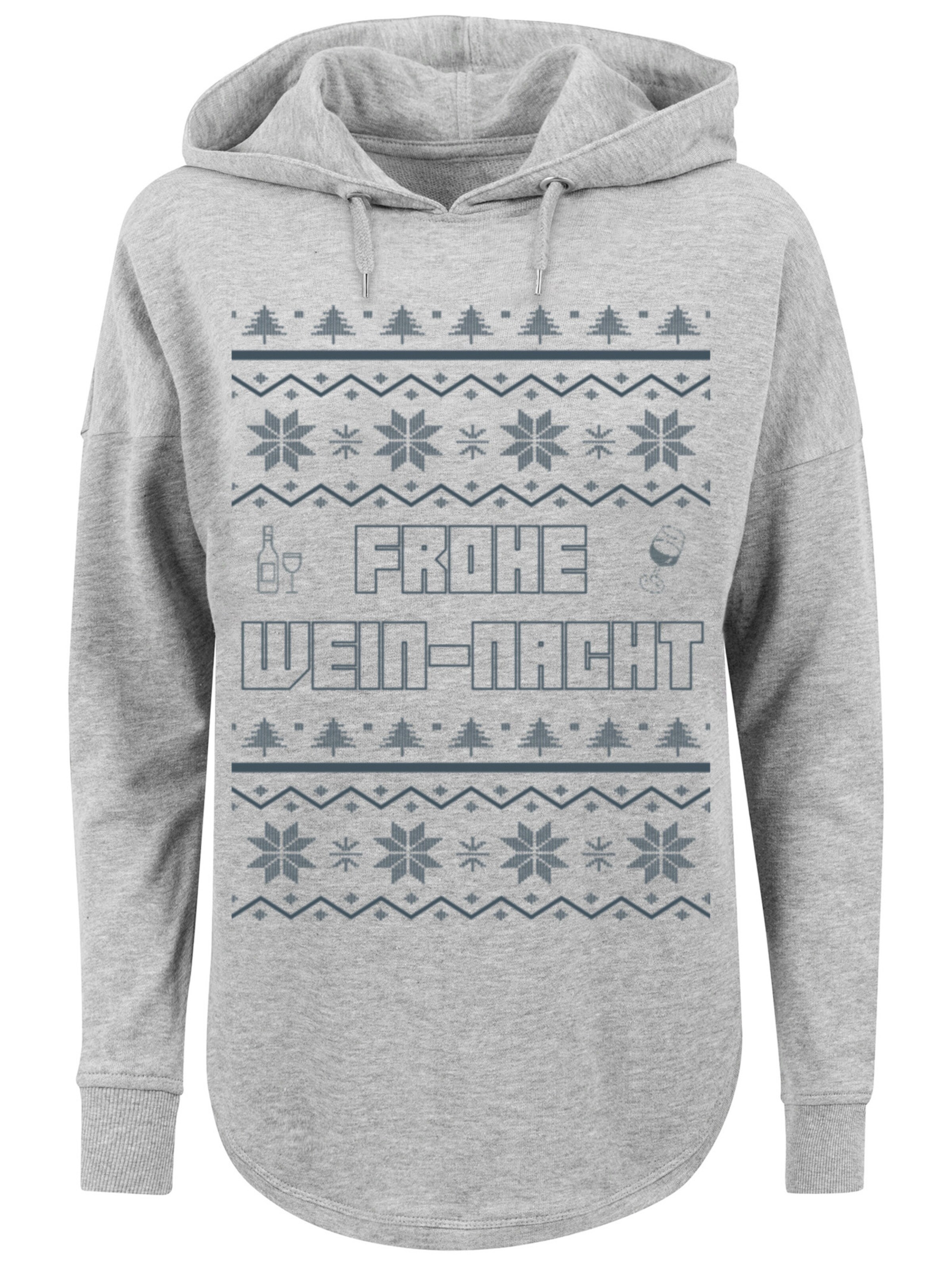 Sweat-shirt 'Frohe Wein-Nacht' F4NT4STIC en gris : devant