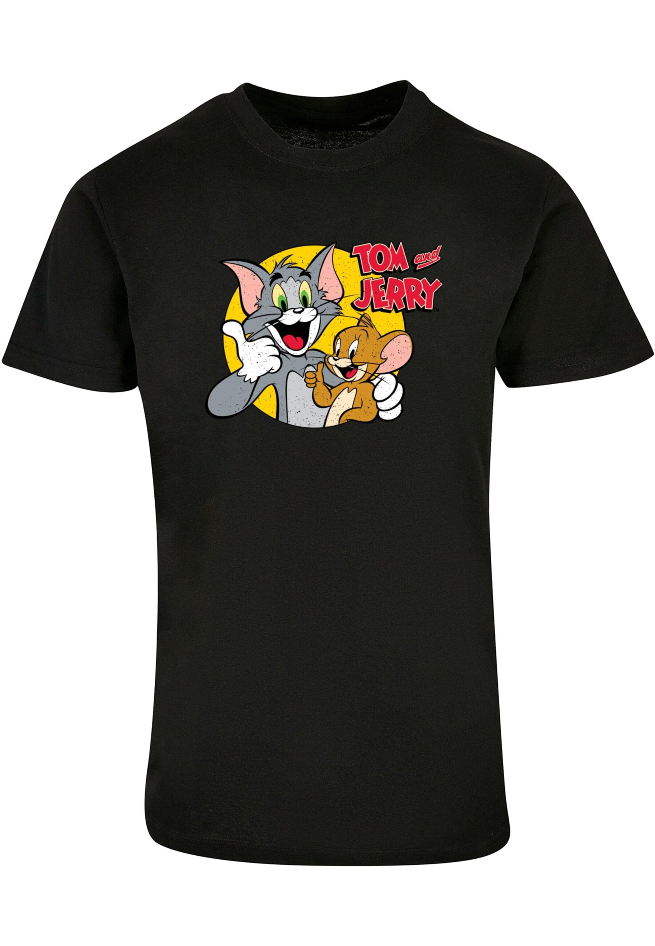 ABSOLUTE CULT Shirt 'Tom and Jerry - Thumbs up' in Zwart: voorkant