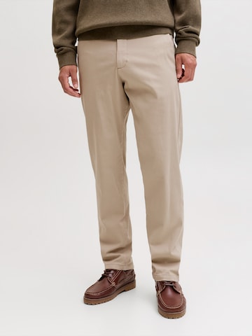 JACK & JONES Loosefit Lærredsbukser 'JPSTKane Dylan' i grå: forside