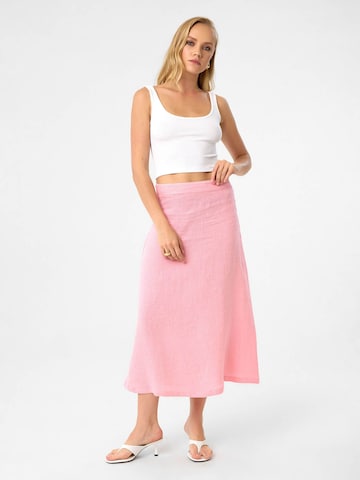 DIMI Skirt 'Damen-Leinen-Midirock' in Pink: front